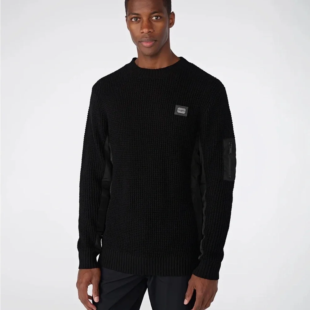 Karl Lagerfeld Paris Waffle Knit Utility Sweater Streetwear Minimalist XL NWT